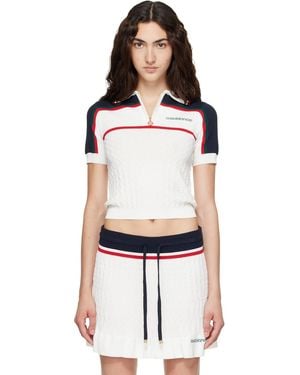 CASABLANCA Off- & Knit Tennis Short Sleeve Polo - White