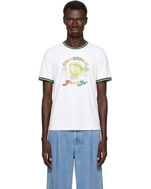 CASABLANCA Contrast Ringer Kawaii Tennis Ball T-Shirt - White