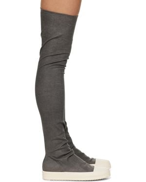 Rick Owens グレー Hollywood High Sock Sneaks ニーハイブーツ - ブラック