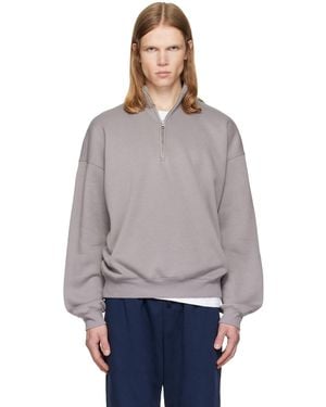 Skims Fleece Lounge Relaxed Quarter Zip Sweatshirt - Gray