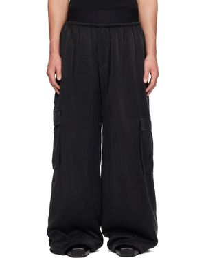 ALAINPAUL Silk Padded Cargo Trousers - Black