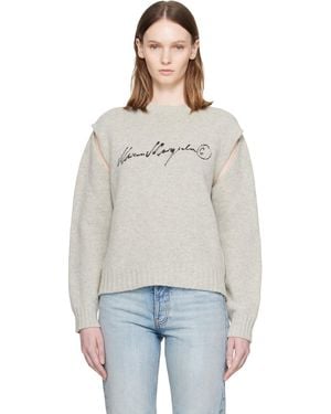 MM6 by Maison Margiela Handwritten Knit Jumper - Grey