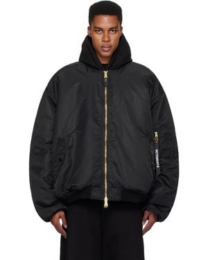 Vetements Alpha Industriesエディション ブラック リバーシブル ダブルジップ ボンバージャケット