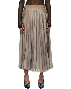 Sacai Khaki Denim Mix Maxi Skirt - Multicolour