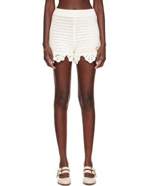 Chloé Off- Crochet High-Waisted Logo Mini Shorts - White