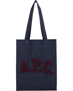 A.P.C. Cabas Bleu Marine À Écusson À Logo