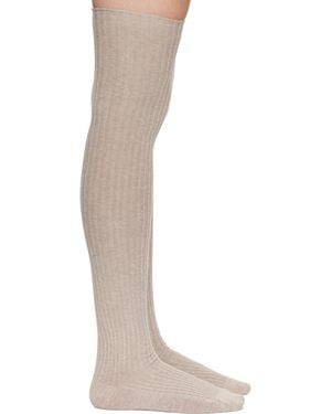 Baserange Organic Cotton Rib Overknee Socks - Brown