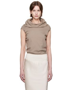 Rick Owens Taupe Hollywood Jersey Shroud Top - Multicolor