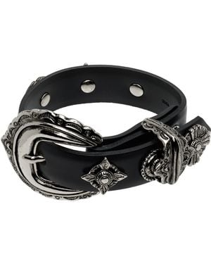 Toga Motif Leather Bangle Bracelet - Black