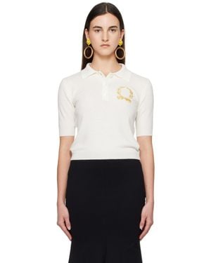 Moschino Off- Laurel Crown Logo Polo - White