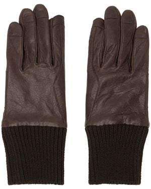 Rick Owens Tower Rib Cuff Gloves - Brown