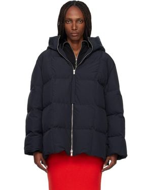 Jil Sander ブラック キルティング ダウンジャケット - ブルー