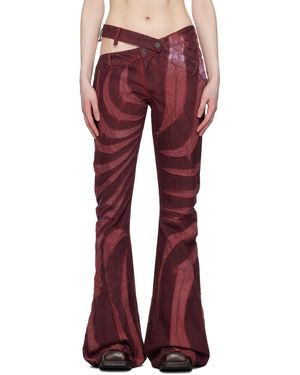 MASHA POPOVA Bias-Cut Organic Cotton Distressed Jeans - Red