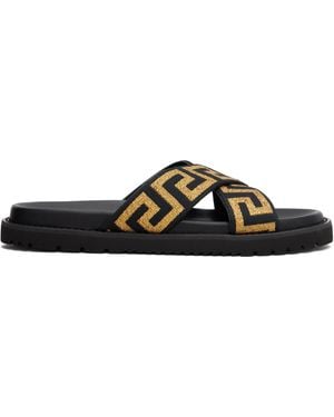Versace Jacquard Nappa Sandals - Black