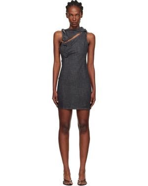 Coperni Flower Denim Minidress - Black