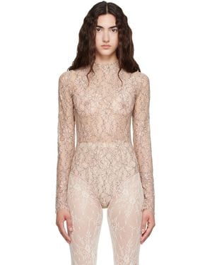Valentino Floral Lace Bodysuit - Brown