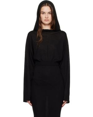 Rick Owens Concordians Cropped Hooded Tunic Hoodie - Black