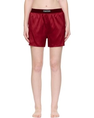 Tom Ford Stretch Silk Satin Boxer Shorts - Red
