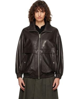 Nour Hammour Beck Modern Leather Bomber - Black