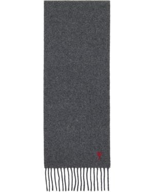 Ami Paris Wool Ami De Coeur Scarf - Black