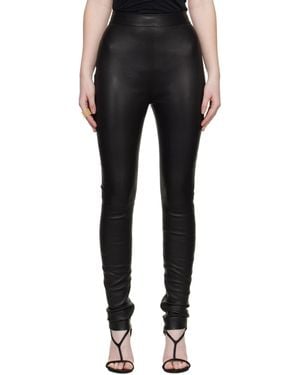 Balmain Zipped Lambskin Leggings - Black