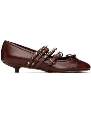 Abra Kitten Spike Ballerina Heels - Black