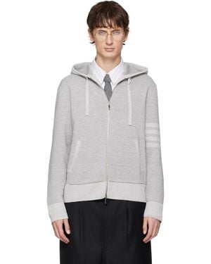Thom Browne Textured Striped Stitch 4-Bar Relaxed Fit Hoodie - Black