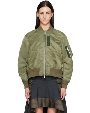 Sacai Khaki Nylon Twill Blouson Bomber Jacket - Green