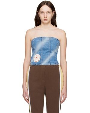 Kijun Faded Denim Bustier - Blue
