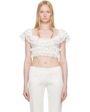 YUHAN WANG Chemisier Blanc En Dentelle À Volants Exclusif À Ssense