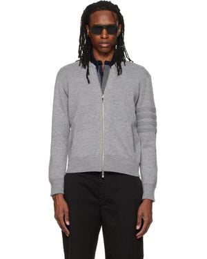 Thom Browne Milano-Stitch 4-Bar Bomber Jacket - Grey
