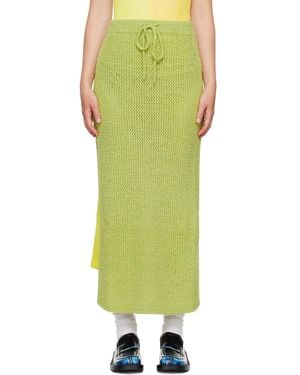 The Elder Statesman Selerino Net Midi Skirt - Green