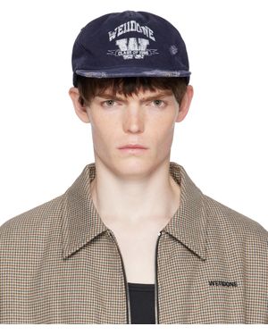 we11done Casquette Bleu Marine À Logo De Style Collégial Et À Effet Usé