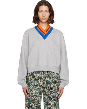Dries Van Noten Pull Molletonné Gris En Coton