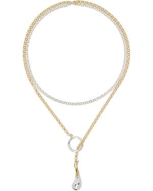 【送料&関税込】Bottega Veneta Leather Open Necklace Bottega Veneta Leather SV925 Glass Holder Necklace Pink