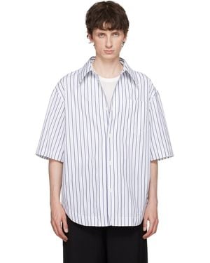 Ami Paris Striped 'Ami De Coeur' Wide Shirt - White