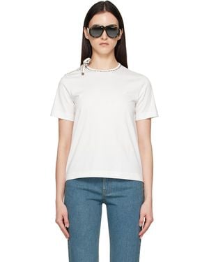 Burberry Off- Tie-Sleeve Cotton T-Shirt - White