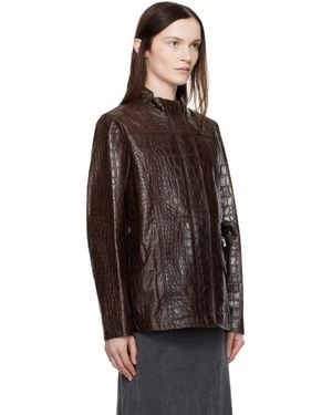 【関税込み】Saks Potts ブラウン Baba レザージャケット Brown Baba Leather Jacket by Saks Potts on Sale