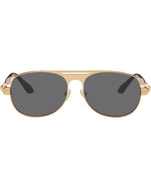 Versace Lunettes De Soleil Aviateur Clarck Dorées - Gris