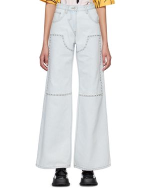 Pushbutton Jean bleu à clous - Blanc