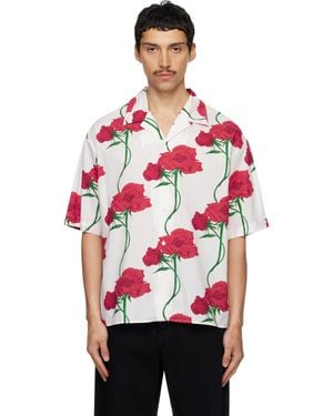 KENZO Chemise À Manches Courtes Blanc Cassé À Motif Archive Rose - Rouge