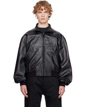 Balenciaga Smooth Semi Grainy Leather Bomber Jacket - Black