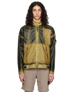 Stone Island カーキ＆グレー ハンドスプレー ジャケット - マルチカラー