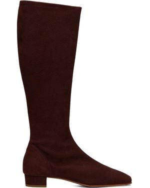 BY FAR Edie Nubuck Knee-High Boots - Brown