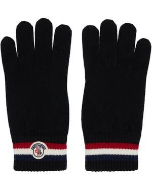 Moncler Tricolour Wool Gloves - Black
