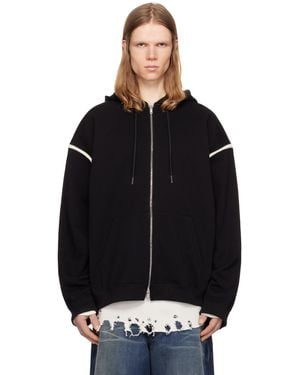 MASTERMIND WORLD Boxy Fit Cross Stitch Zip Up Hoodie - Black