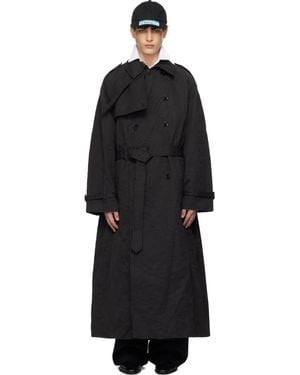 Vetements ブラック メタライズ クリンクル トレンチコート