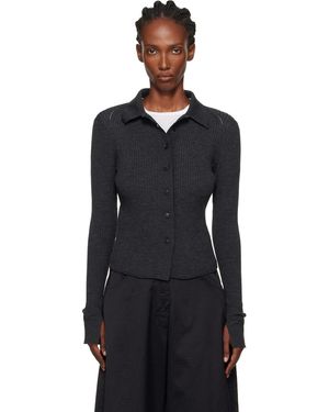 mfpen Cardigan Gris En Tricot Côtelé - Noir
