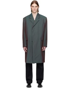 Jil Sander グリーン＆バーガンディ キャバルリーツイル コート - ブラック