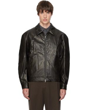 Amomento Blouson Aviateur Noir En Cuir Synthétique